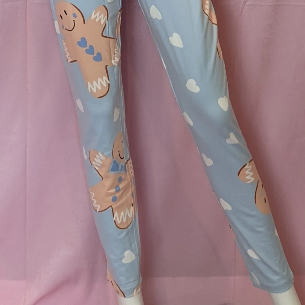 ASOS Light Blue Gingerbread Crop Tee and Matching Leggings Christmas Pajamas